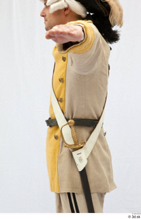  Photos Army man in cloth suit 2 18th century Army beige yellow and jacket historical clothing upper body 0006.jpg